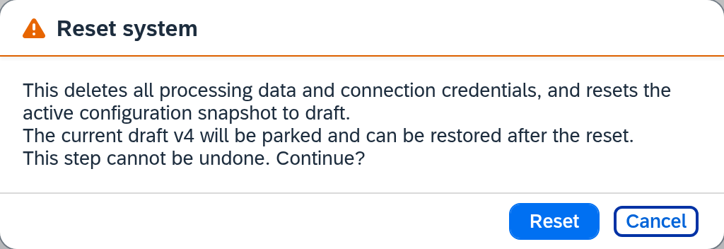Confirmation dialog before resetting the system