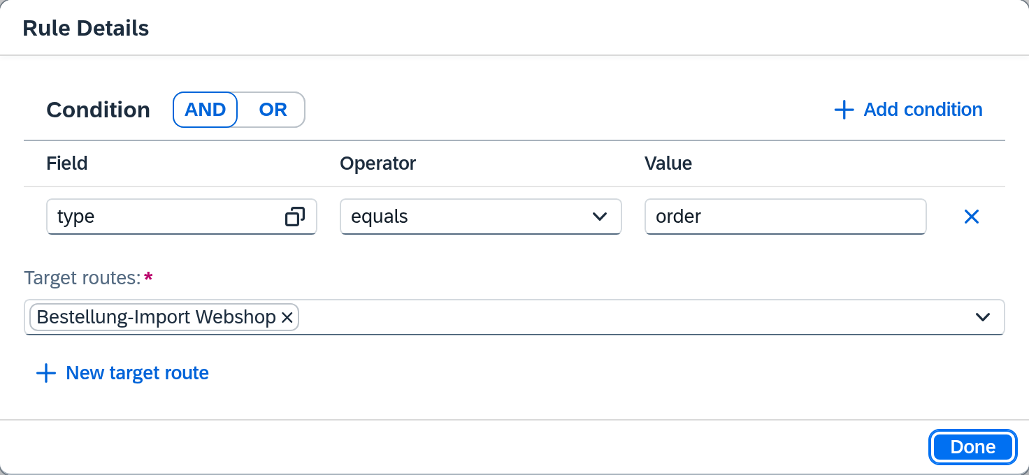 Routes — Dispatch, rule details