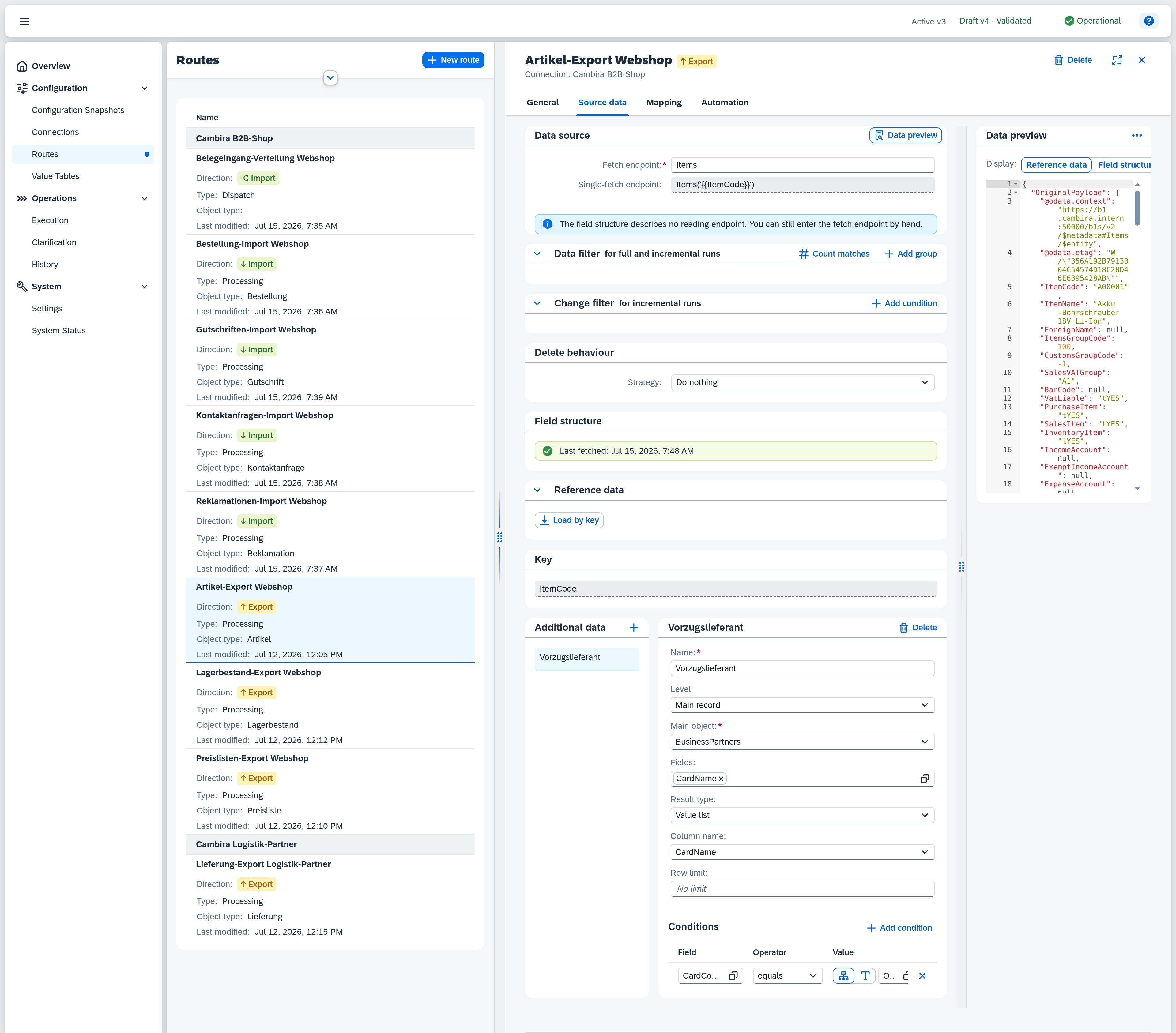 Routes — Source data with additional data